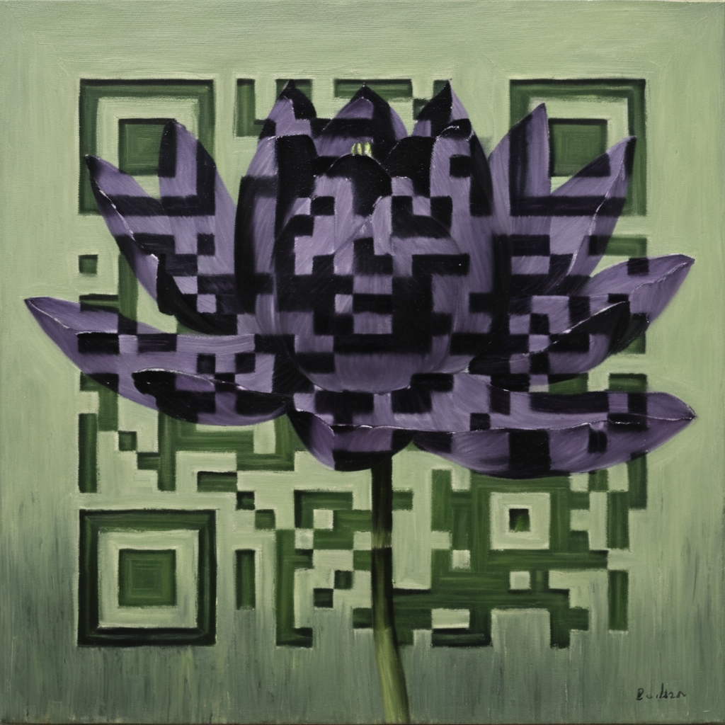 QR artístico de Black lotus — diseño de Flores