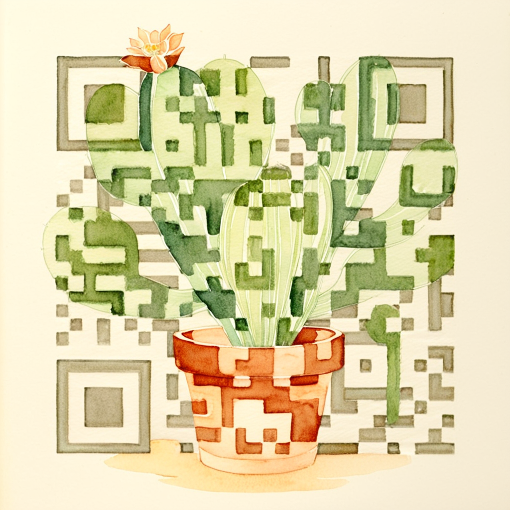 Cactus artistic QR code — Flowers design