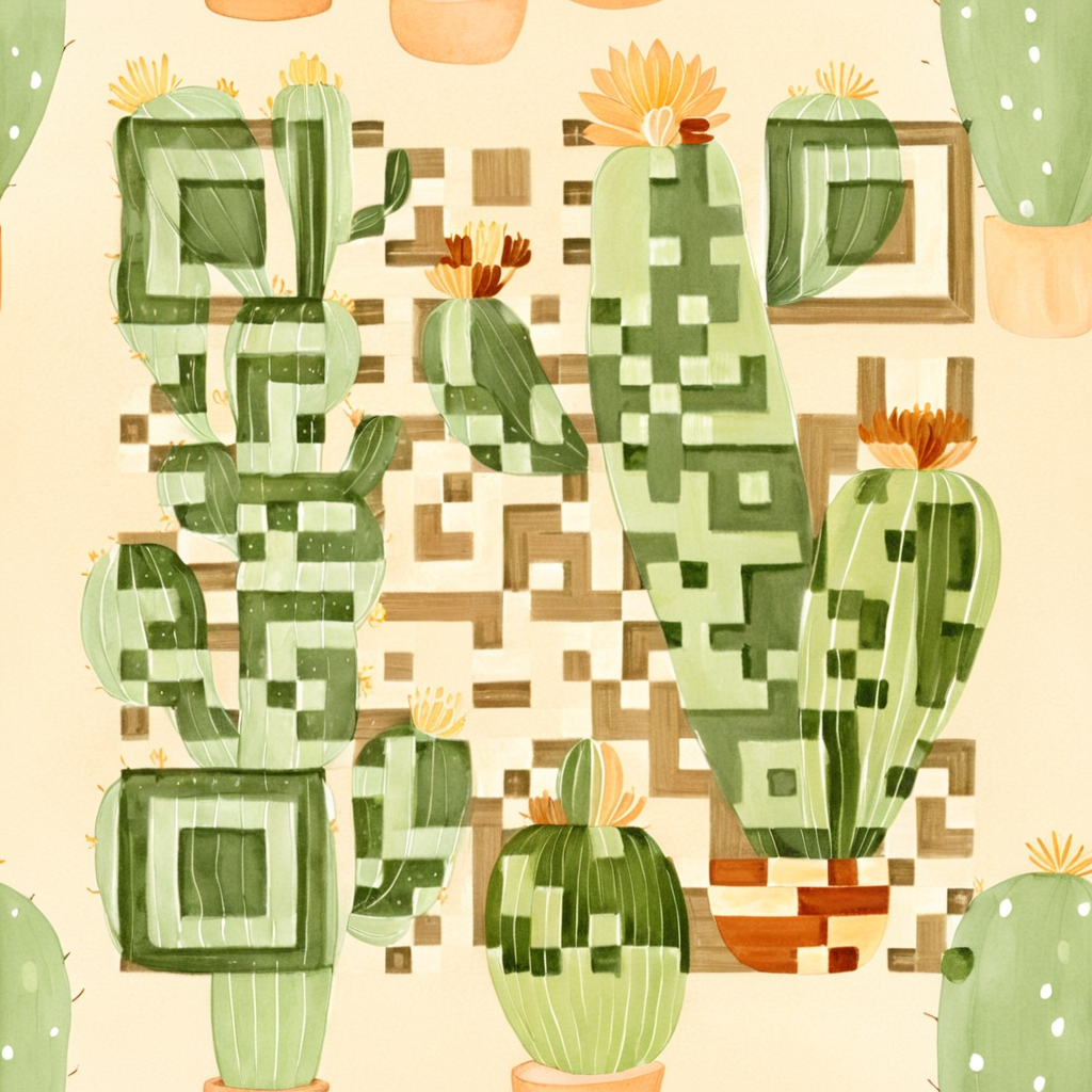 Cactus artistic QR code — Flowers design