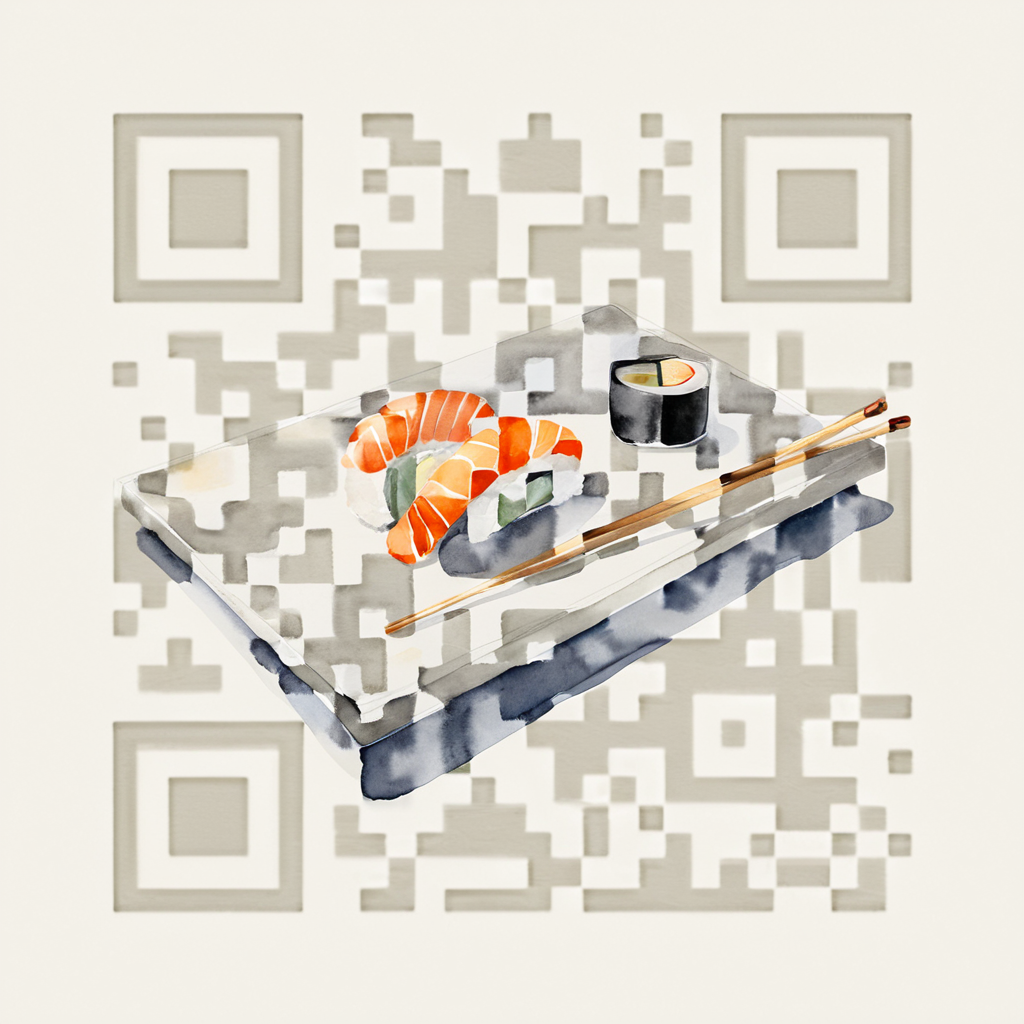 QR artístico de Sushi — diseño de Comida y Bebidas