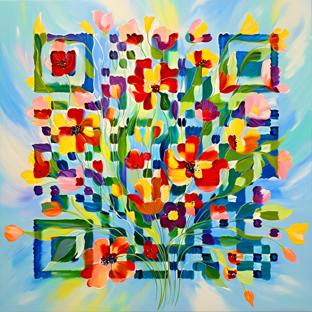 QR artístico de Colorido — diseño de Flores