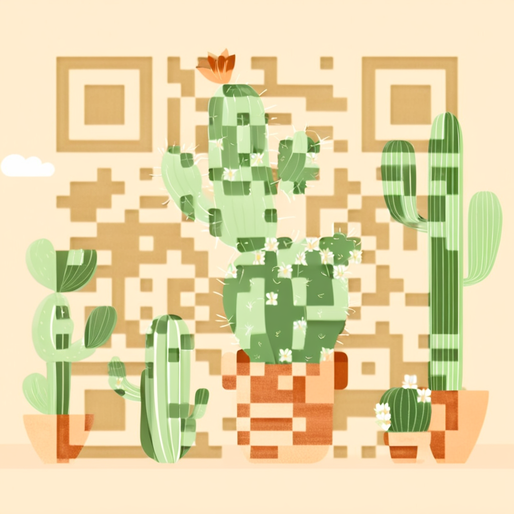 Cactus artistic QR code — Flowers design