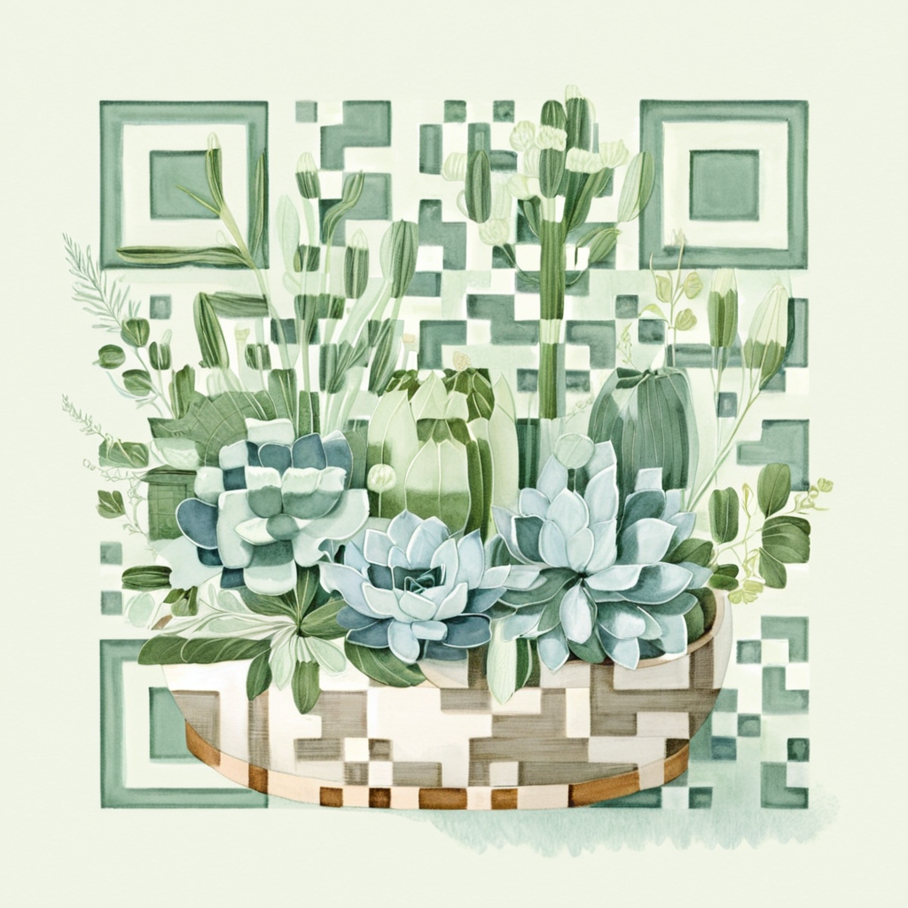 QR artístico de Succulents — diseño de Flores