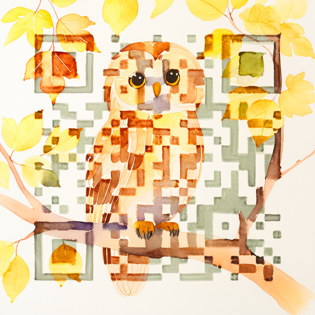 QR artístico de Búho — diseño de Animales