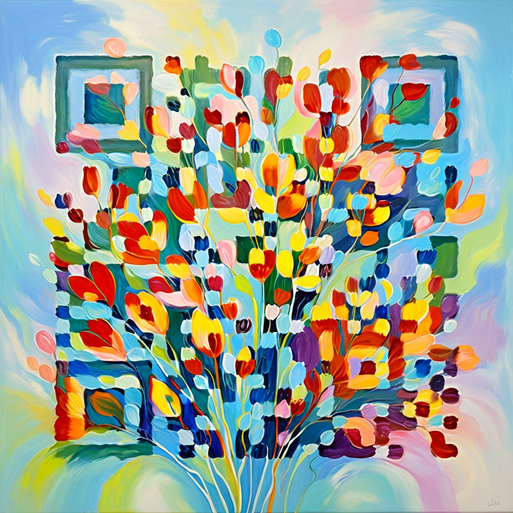QR artístico de Colorido — diseño de Flores