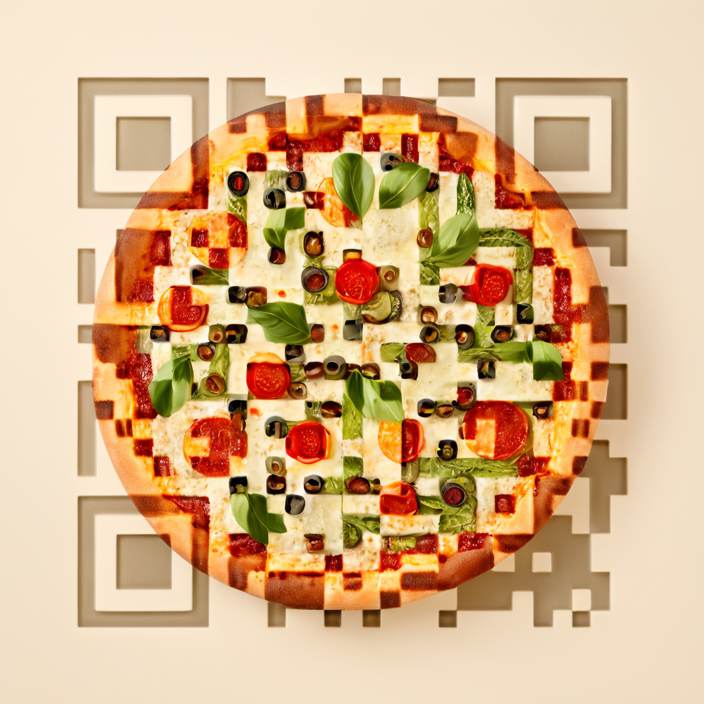 QR artístico de Pizza — diseño de Comida y Bebidas